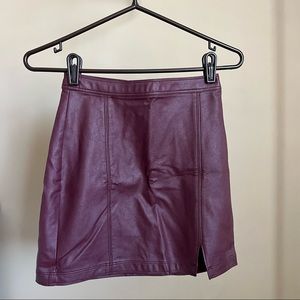 Burgundy Leather Skirt